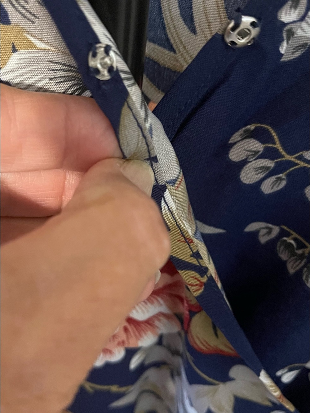 Navy Floral Maxi Wrap Dress with Pink & Cream Blooms - Picture 4 of 7